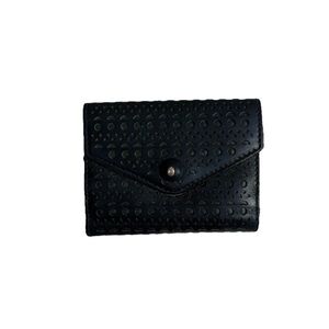 ALAIA Wallet Leather Laser Cut Out Fold Over Card Holder